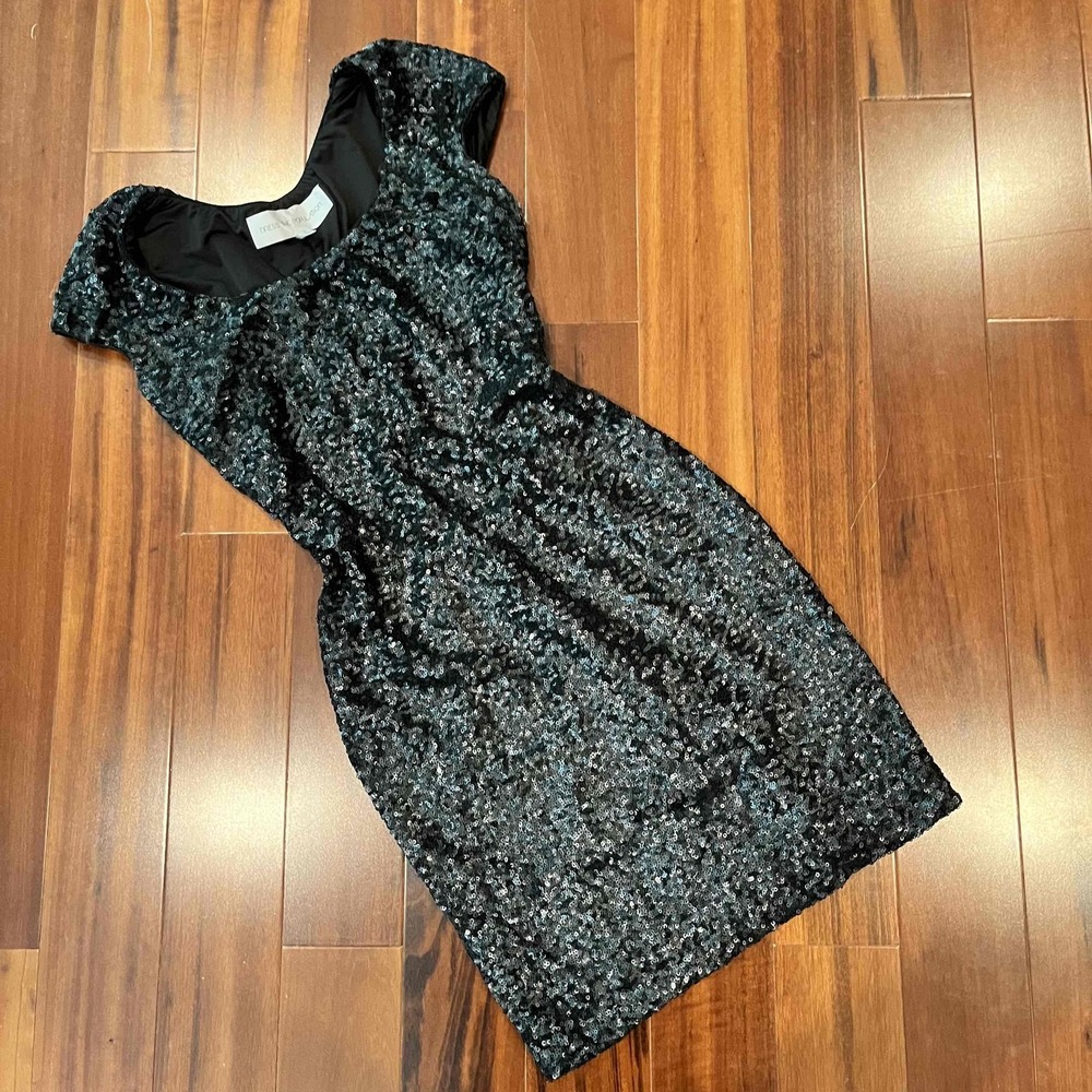 Dress The Population Black Dress‎ Sequin Bodycon Short Sleeve Party NYE Size S